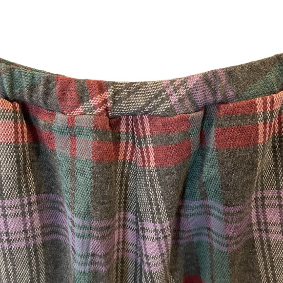 Vintage 70s Johnny Appleseed’s knit plaid trouser pants gray pink purple green - Picture 6 of 9